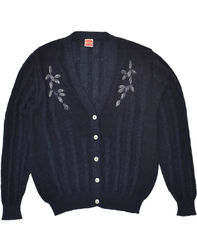 VINTAGE Womens Cardigan Sweater UK 18 XL Navy Blue Mohair Satin Fabric Silk Fabric Chiffon Fabric VINTAGE Womens Cardigan Sweater UK 18 XL Navy Blue Mohair Satin Fabric Silk Fabric Chiffon Fabric
