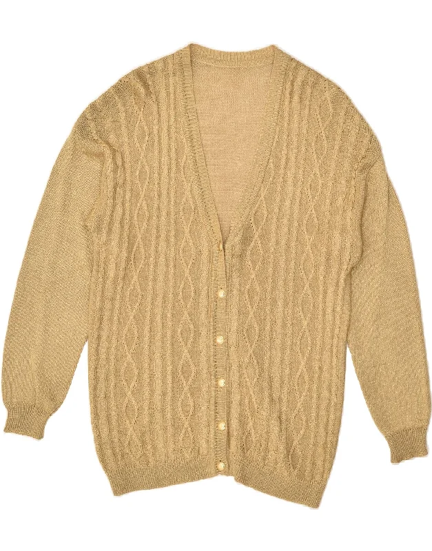 VINTAGE Womens Cardigan Sweater UK 20 2XL Beige Acetate Zippered Front Buttoned Front Snap Front VINTAGE Womens Cardigan Sweater UK 20 2XL Beige Acetate Zippered Front Buttoned Front Snap Front