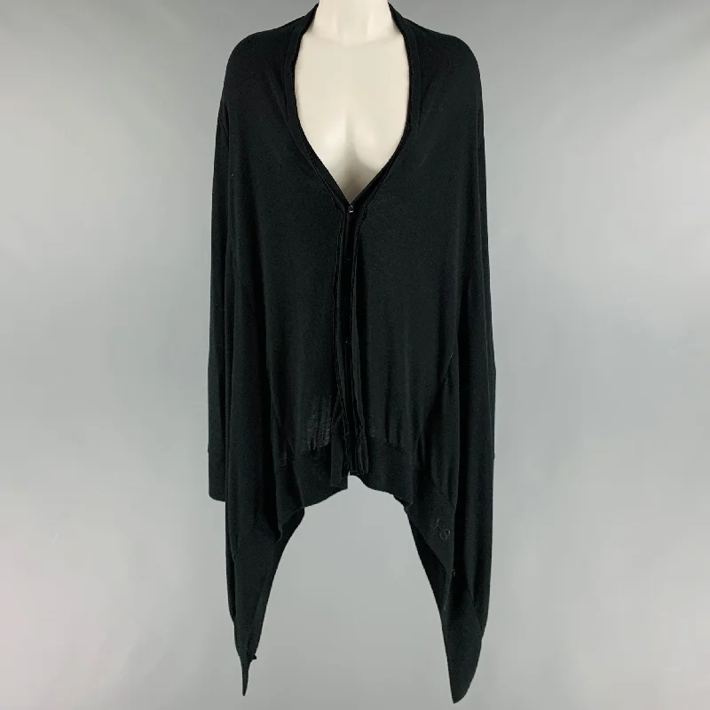 Y-3 Size M Black Polyester Viscose Hidden Buttons Cardigan Collared Crew Neck Turtle Neck Y-3 Size M Black Polyester Viscose Hidden Buttons Cardigan Collared Crew Neck Turtle Neck
