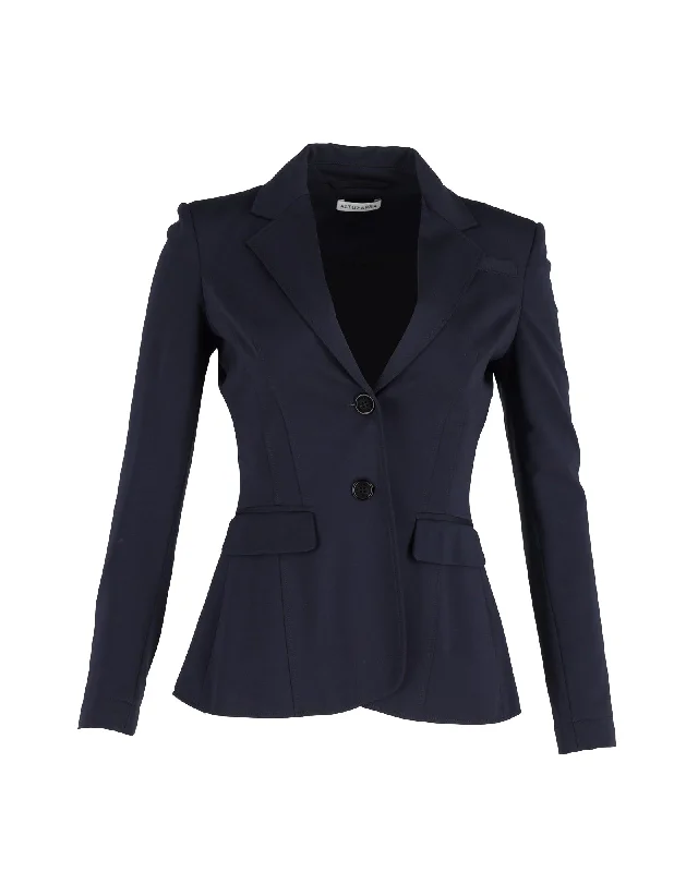 Altuzarra Single-Breasted Blazer in Navy Blue Viscose Milan Custom Blazer
