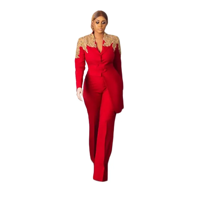 Beading Appliques Mother of the Bride Pants Suits Red Women Ladies Formal Evening Party Plus Size Blazer Wear 2 Pieces Women's Handmade Blazer Beading Appliques Mother of the Bride Pants Suits Red Women Ladies Formal Evening Party Plus Size Blazer Wear 2 Pieces Women's Handmade Blazer