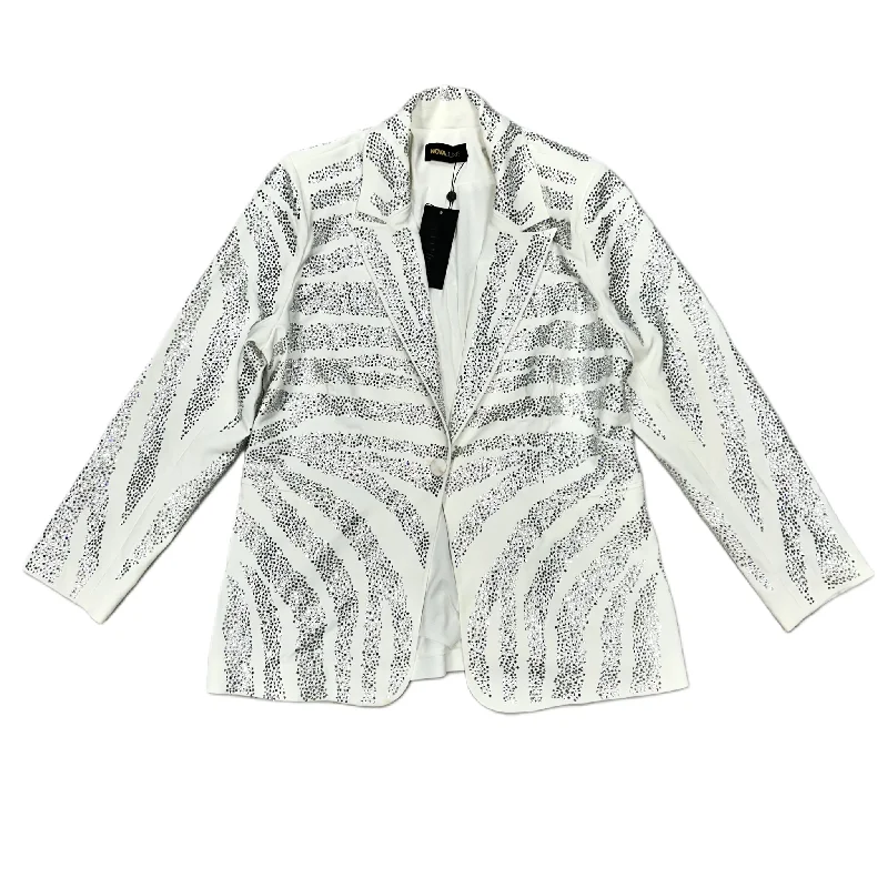 Blazer By Fashion Nova In Silver & White, Size: 2x Women's Trendy Jacket