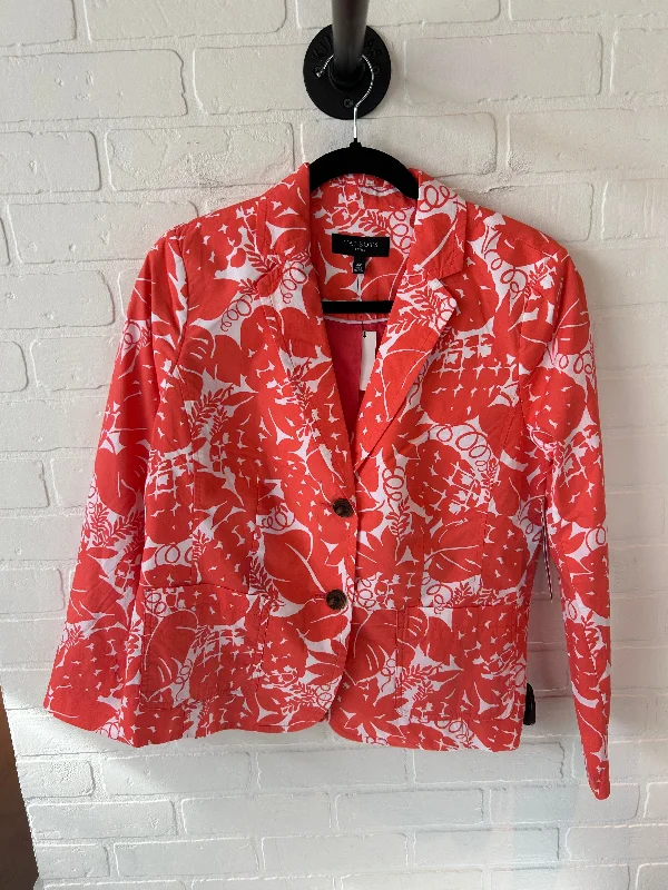 Blazer By Talbots In Orange & White, Size: Mp Women's Elegant Suit