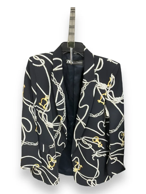 Blazer By Zara In Blue & White, Size: S Women's Print Jacket