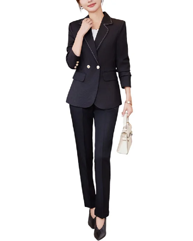 Bossy Chic 2pc Blazer & Pant Set Women's Travel Jacket