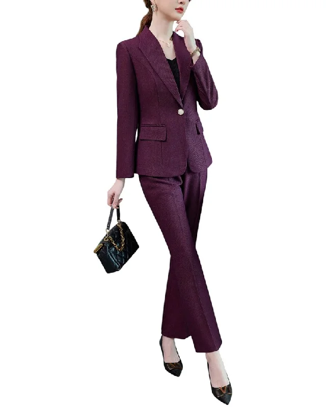 Bossy Chic 2pc Blazer & Pant Set Plus Size Women's Coat