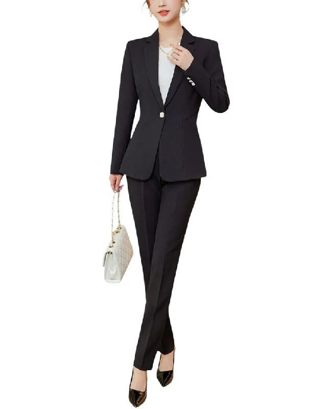 Bossy Chic 2pc Blazer & Pant Set Women's Long Blazer