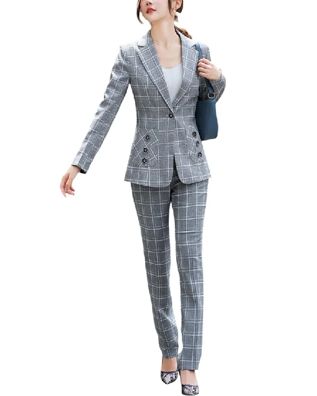 Bossy Chic 2pc Blazer & Pant Set Women's Patchwork Suit