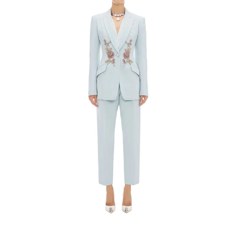Celebrity Women Blazer Suits Gold Appliques Custom Made Evening Party Formal Birthday 2 Pieces Women's Fashion Blazer