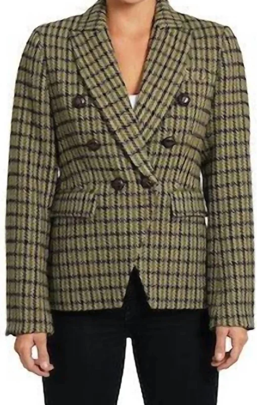 Charles Blazer In Green Plaid Fashion Women's Blazer