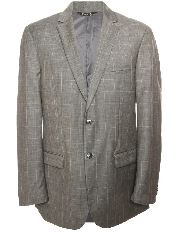 Checked Grey Blazer - L Women's Classic Blazer