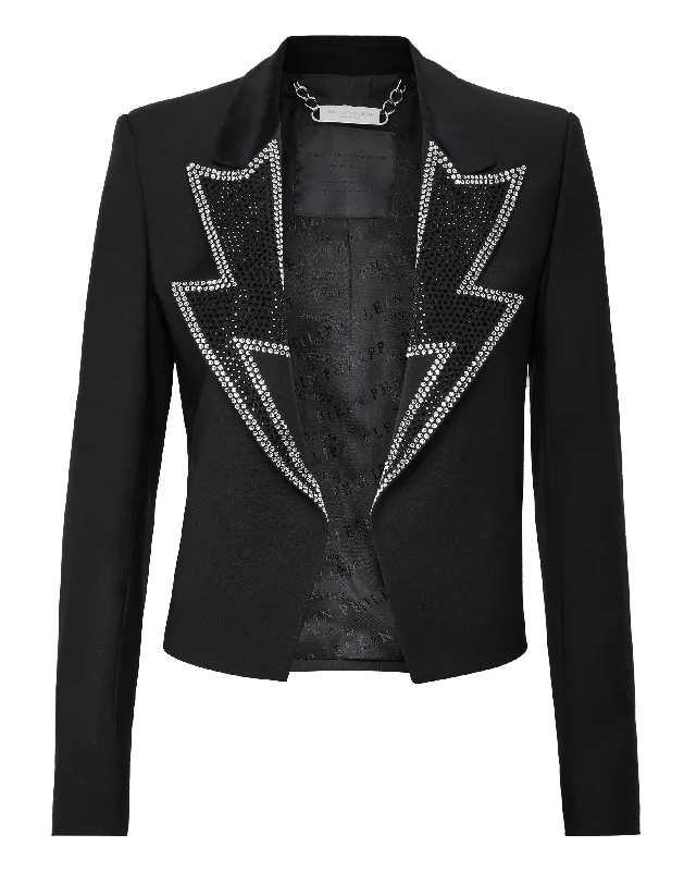 Crop Blazer with Crystals Women's Unique Blazer