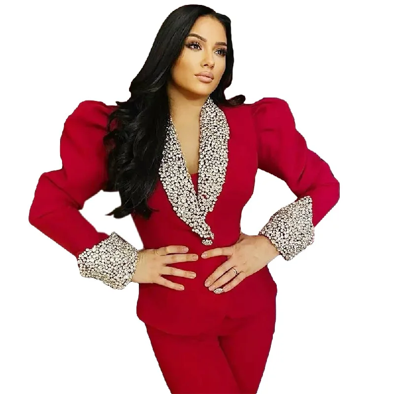 Crystal Rhinestone Mother Of The Bride Pant Suits Evening Party Blazer Suits Women Tuxedos For Wedding 2 Pieces Women's Handmade Blazer Crystal Rhinestone Mother Of The Bride Pant Suits Evening Party Blazer Suits Women Tuxedos For Wedding 2 Pieces Women's Handmade Blazer