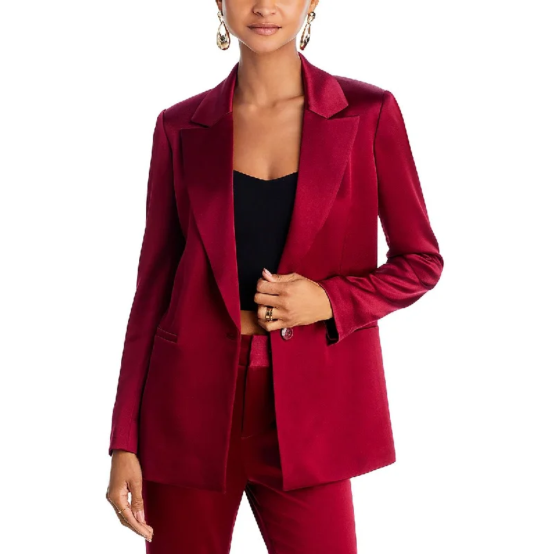 Denny Womens Notch Collar Suit Separate One-Button Blazer Women's Stripe Blazer