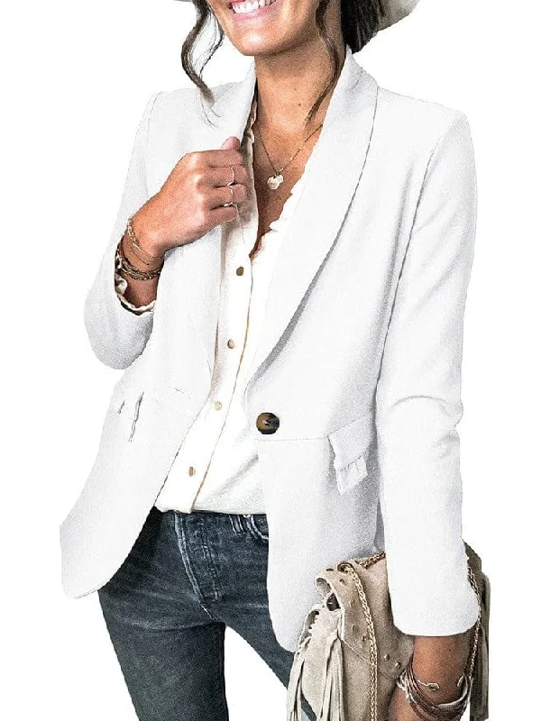 Elegant Solid Color Single Button Blazer for Women Women's Handmade Blazer