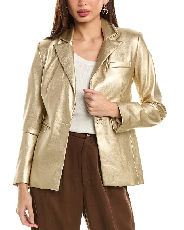 Elie Tahari Metallic Blazer Women's Leather Blazer