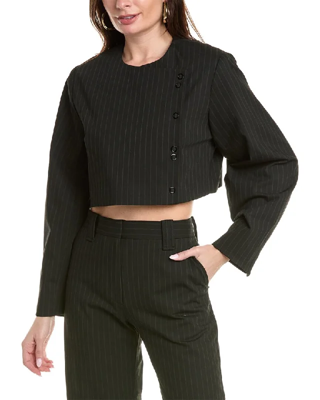 GANNI Stripe Cropped Blazer Women's Print Jacket