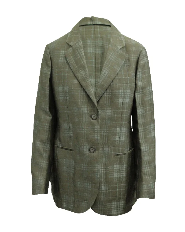 Giorgio Armani Checkered Single Breasted Blazer in Multicolor Polyester Women's High-End Blazer