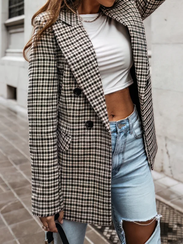 Glen Plaid Blazer Women's Luxurious Jacket