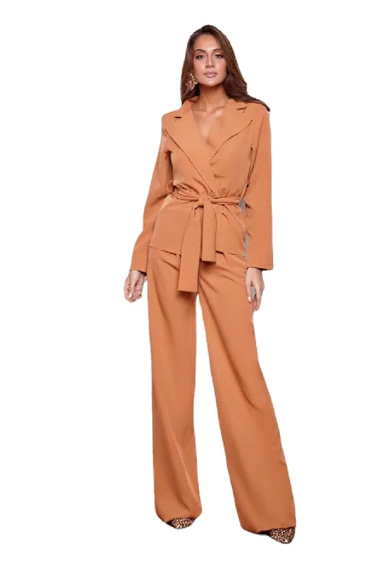 Women Pants Suits 2 Pieces Slim Fit Prom Evening Party Wear Blazer Trouser With Belts Women's Trench Blazer