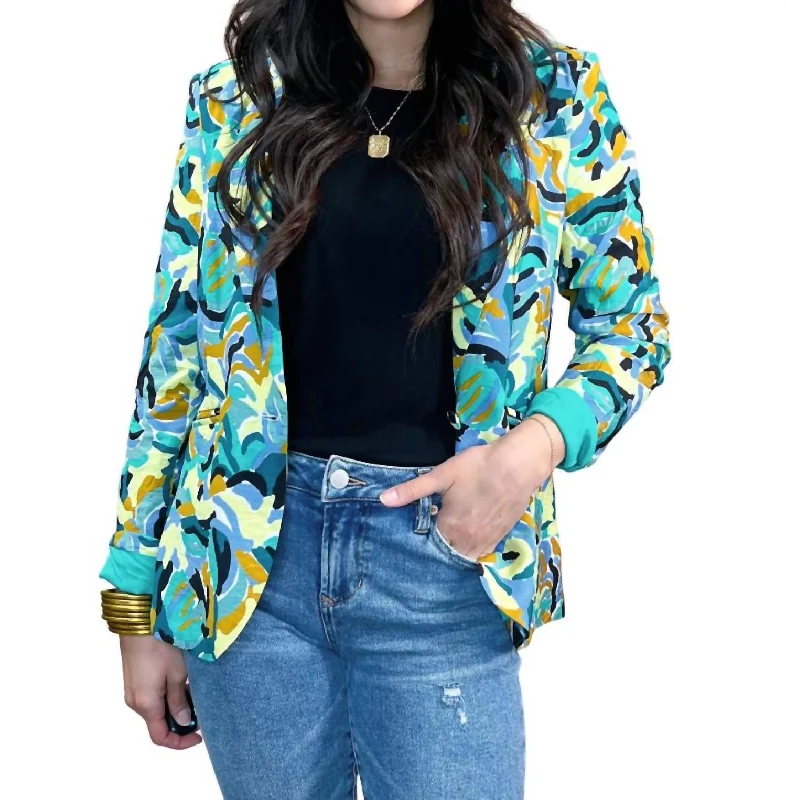 Jeanna Blazer In Mint Cotton Blend Blazer