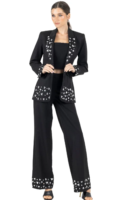Joslin White Stone Blazer in  Black Women's Casual Suit