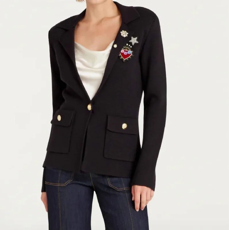 Laynee Blazer In Black Silk Women's Blazer