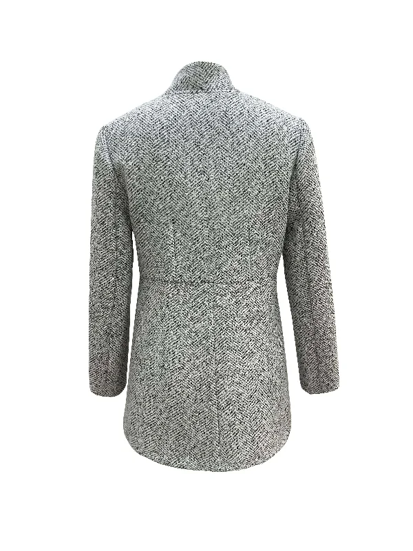 Long Sleeve Open Front Herringbone Blazer Women's Unique Blazer