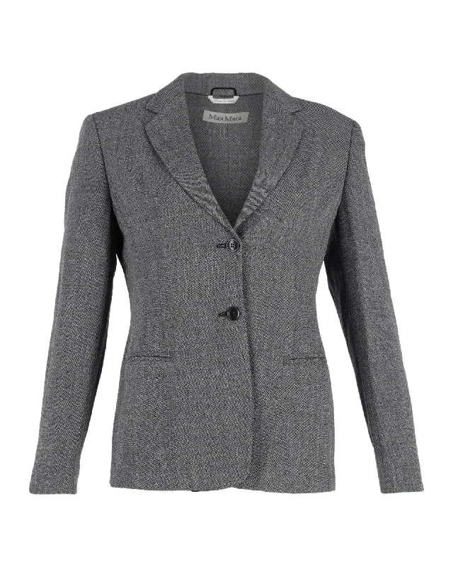 Max Mara Single Breasted Blazer in Grey Cotton Women's Banquet Suit