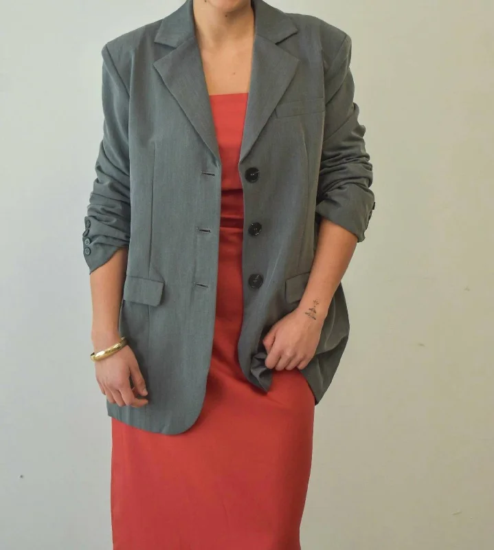 Menswear Blazer In Charcoal Women's Trench Blazer