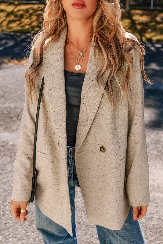 Office Work Lapel Stylish Button Front Blazer Women's Trendy Jacket