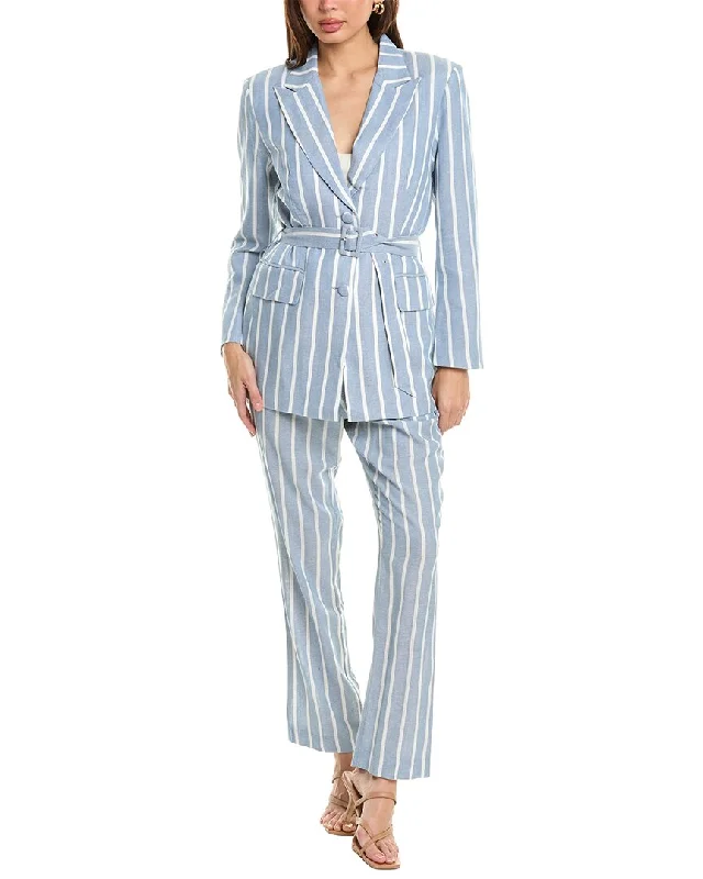 Pascale La Mode 2pc Linen-Blend Blazer & Pant Set Women's Radiation Jacket