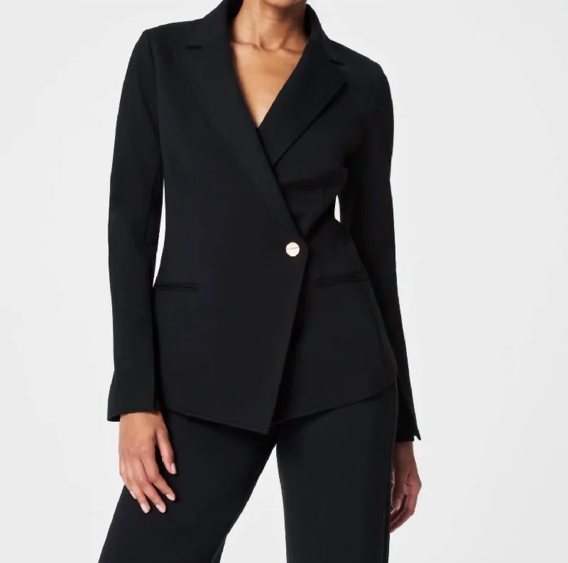 Perfect Asymmetrical Tailored Blazer In Black Women's Custom Jacket