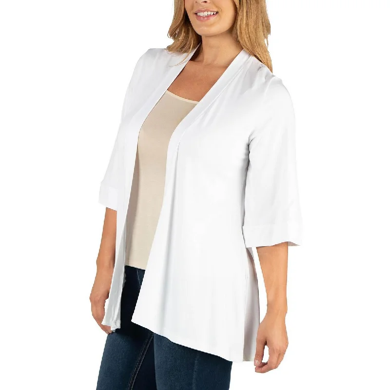 Plus Womens Solid Polyester Open-Front Blazer Women's Simple Jacket