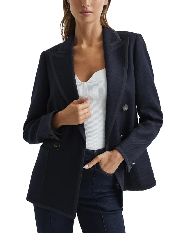 Reiss Gia Double Breasted Twill Wool-Blend Blazer Women's Classic Suit