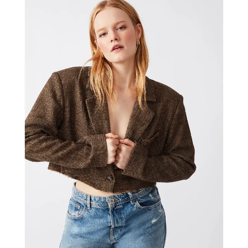 Rupi Cropped Blazer Brown Women's Vintage Suit