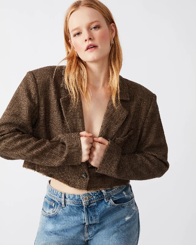Rupi Cropped Blazer Brown Women's Handmade Blazer