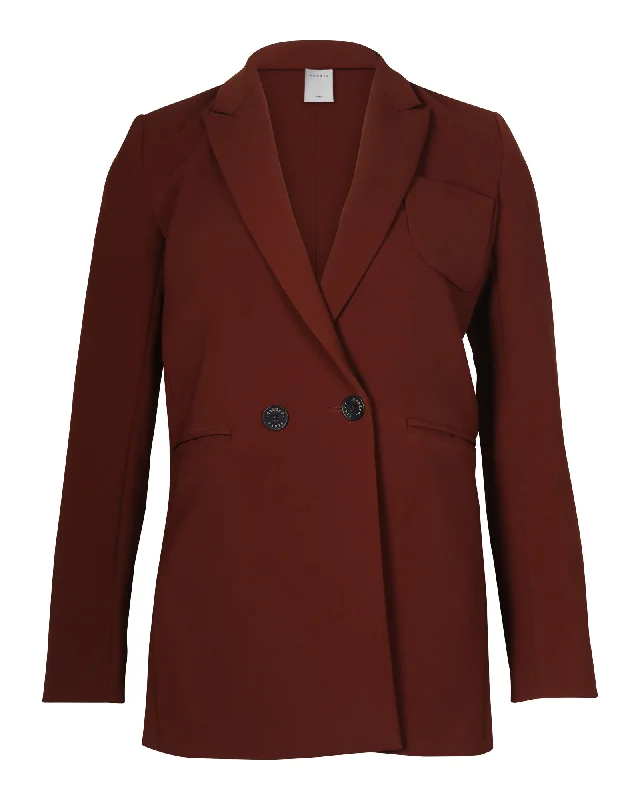 Sandro Paris Blazer in Orange Rust Polyester Women's Trench Blazer