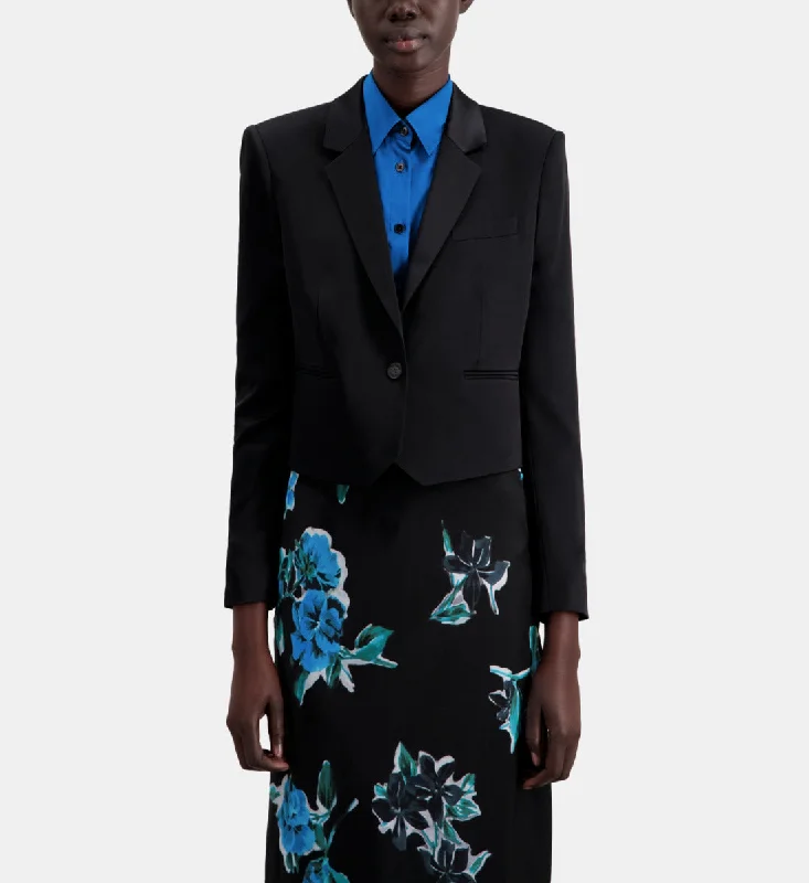 Short Satin Blazer Women's Leather Blazer