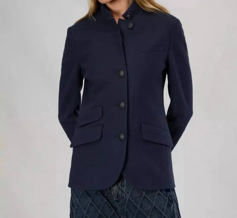 Slade Cropped Blazer In Navy Women's Long Blazer