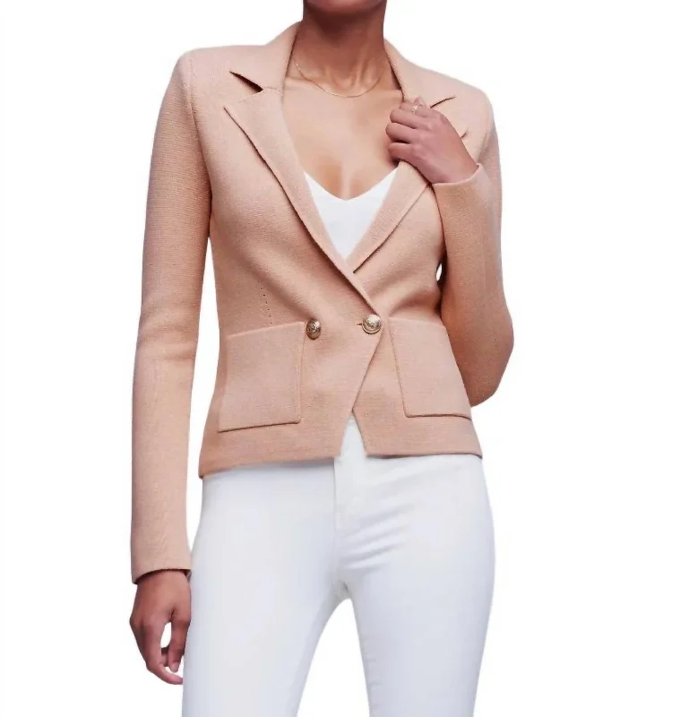 Sofia Knit Blazer In Neutral Pink Women's Luxurious Suit