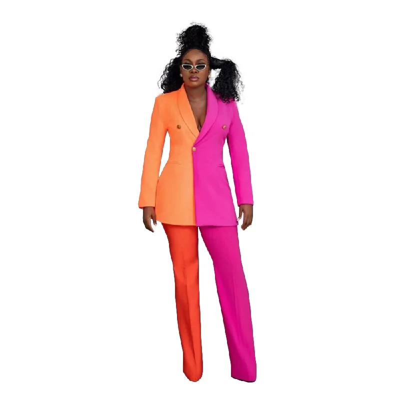 Color Matching Women's Blazer Coat Long Sleeve Casual Suits Office Ladies Sets 2 Pcs Women's Elegant Blazer Color Matching Women's Blazer Coat Long Sleeve Casual Suits Office Ladies Sets 2 Pcs Women's Elegant Blazer