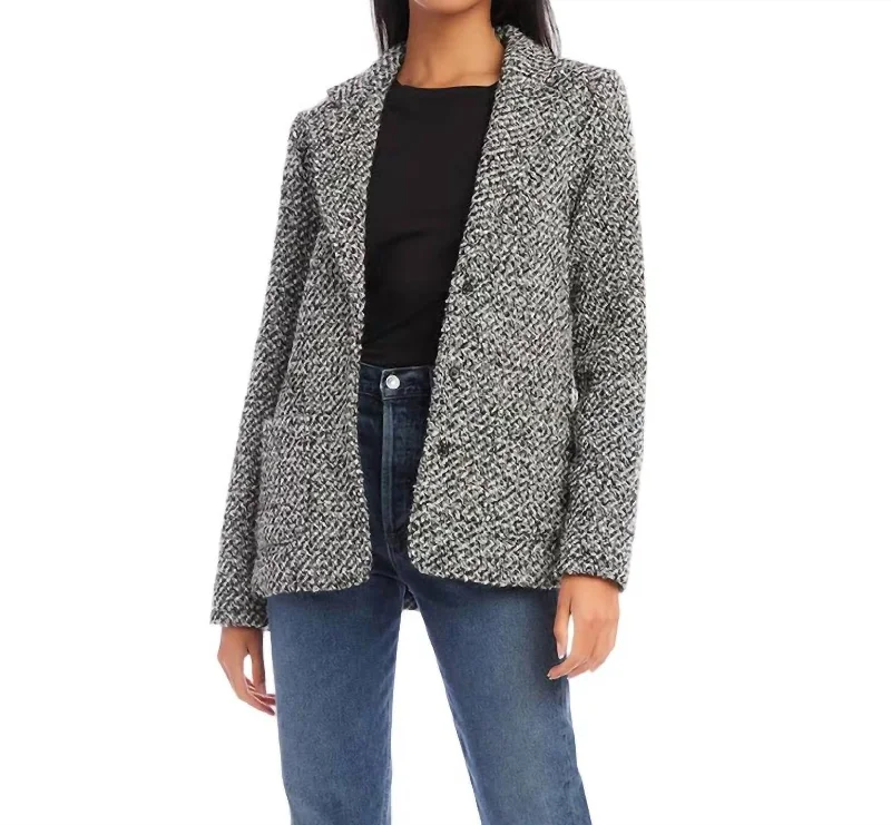 Tailored Blazer In Black,off White High-End Women's Suit