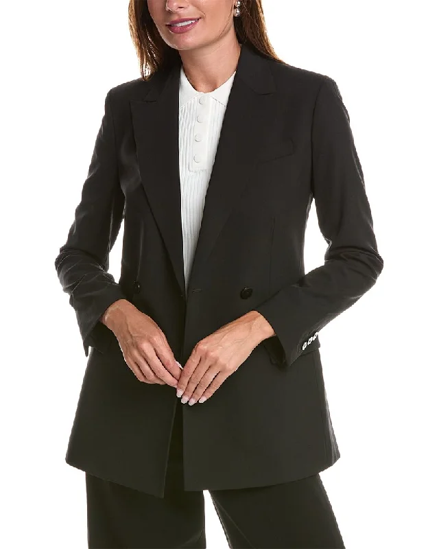 Theory Sevona Stretch Double-Breasted Wool-Blend Blazer Women's High-End Blazer