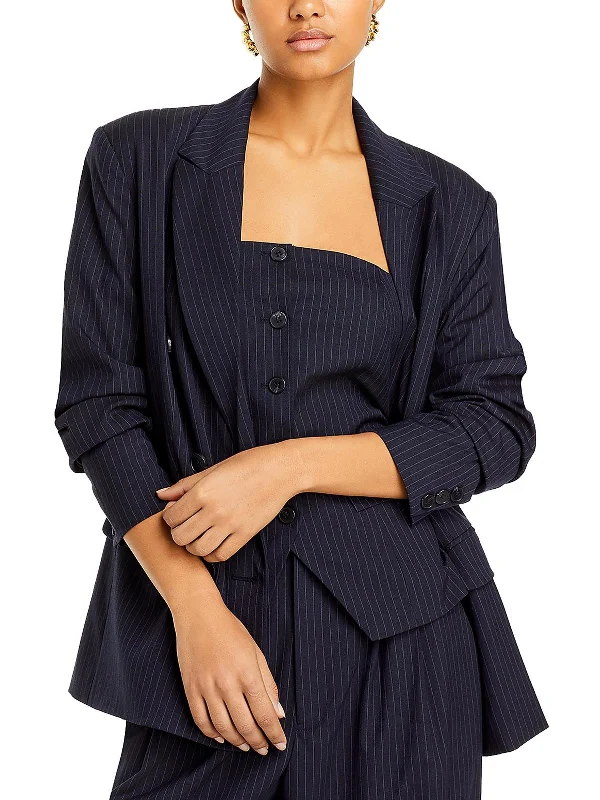Vesper Womens Pinstripe Suit Separate Double-Breasted Blazer Women's Elegant Suit