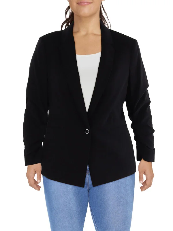 Womens Knit Long Sleeves One-Button Blazer Women's Luxurious Jacket