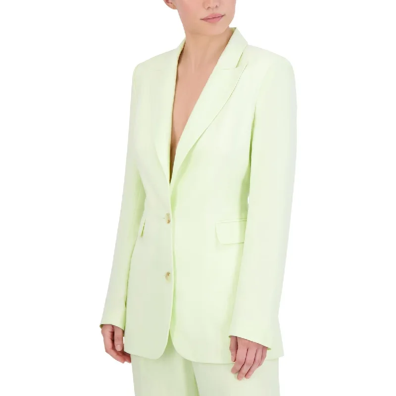 Womens Linen Notch Collar Two-Button Blazer Women's Simple Blazer