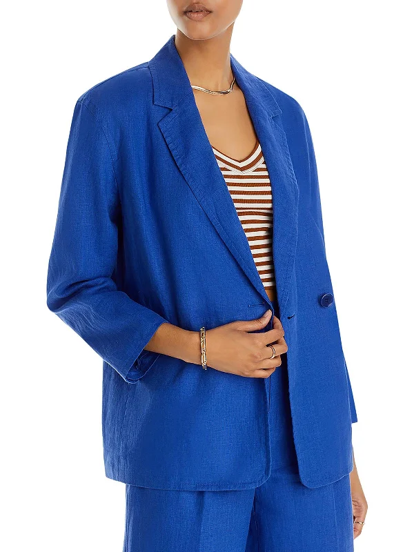 Womens Linen Office Double-Breasted Blazer Women's Custom Jacket