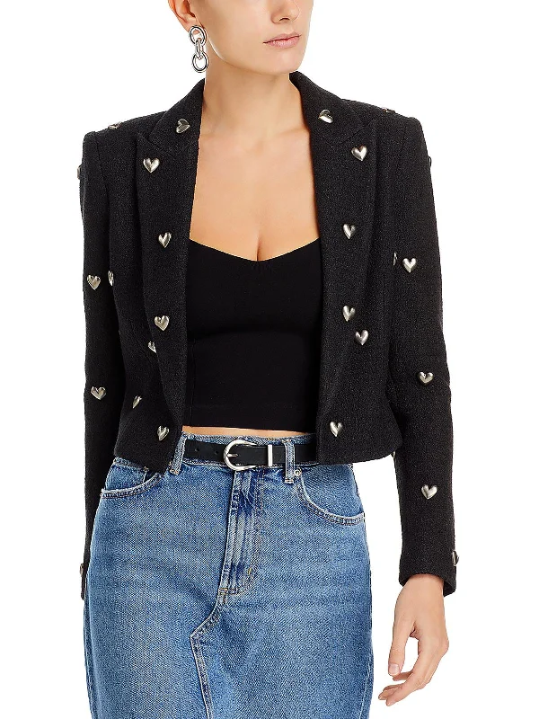Womens Metallic Hearts Casual Open-Front Blazer Women's Casual Suit