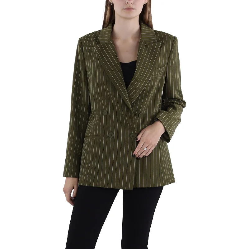 Womens Pinstripe Suit Separate Double-Breasted Blazer Women's Classic Blazer